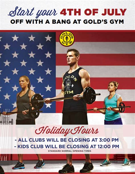 to 6 p. . Golds gym 4th of july hours